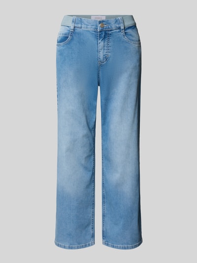 Produktfoto, Caprijeans mit elastischem Bund Modell 'Linn' von Angels in hellblauem Baumwoll-Mix mit Eingrifftaschen, strukturierte Textur
