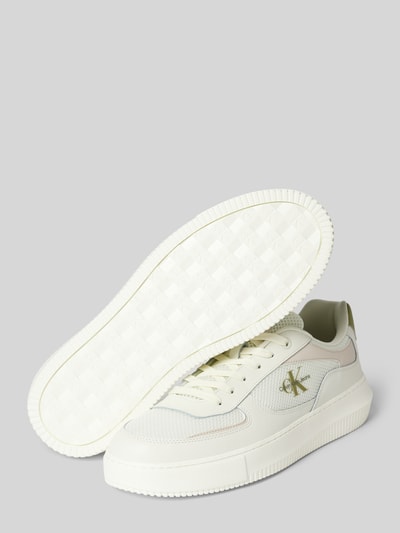 Calvin Klein Jeans Leren sneakers met labeldetail, model 'CHUNKY CUPSOLE MIX IN MET' Offwhite - 3