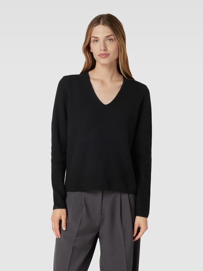 s.Oliver BLACK LABEL Gebreide pullover met V-hals Zwart - 4