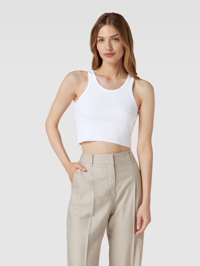 HUGO Crop Top in Feinripp-Optik Modell 'DALILLY' Weiss 4