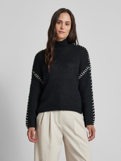 Vila Gebreide pullover met ribboorden, model 'CHOCA' Zwart - 4