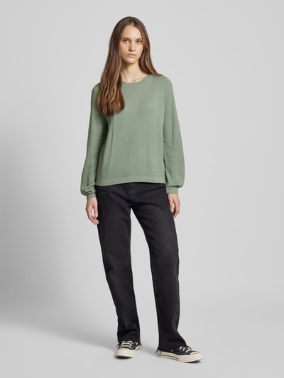 QS Gebreide pullover met pofmouwen Lichtgroen - 1