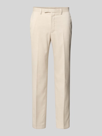 Produktfoto, Slim Fit Anzughose mit Bundfalten von MCNEAL aus Material-Mix mit Leinen-Anteil in Beige, Haken-Reißverschluss, glatte Struktur, Bundweite 44 cm, Innenbeinlänge 82 cm, Größe 50