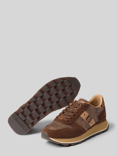 Blauer USA Sneaker aus Leder-Mix Modell 'MILLS' Dunkelbraun 4