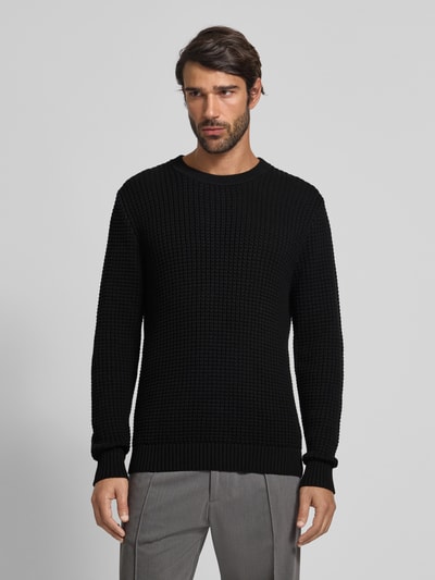 Matinique Gebreide pullover met ronde hals, model 'triton' Zwart - 4