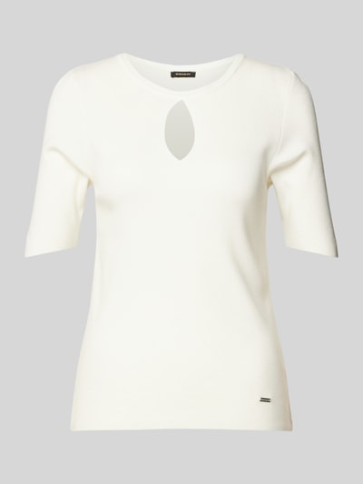 More & More Gebreid shirt van viscosemix met cut-out Offwhite - 2