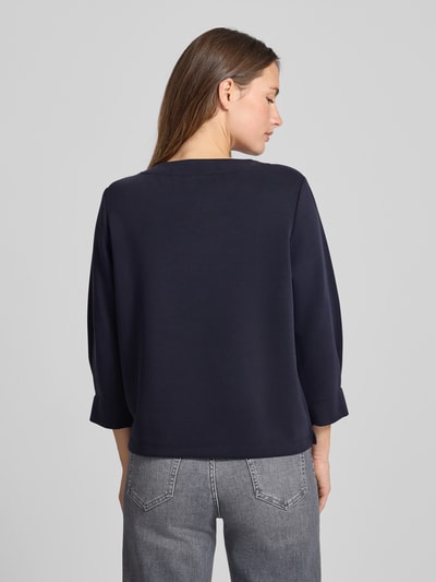 comma Bluza z prążkowanym, okrągłym dekoltem Ciemnoniebieski 5