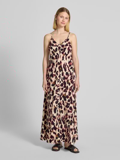 YAS Długa sukienka z wiskozy z listwą guzikową Czarny 4