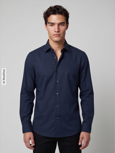 OLYMP Level 5 Body fit zakelijk overhemd van katoenmix Marineblauw - 4