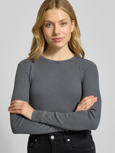 Jake*s Casual Slim fit shirt met lange mouwen en structuurmotief Donkergrijs - 3