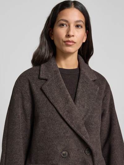 VERO MODA Płaszcz o kroju regular fit z kołnierzem z połami model ‘LELEA’ Czekoladowy 3