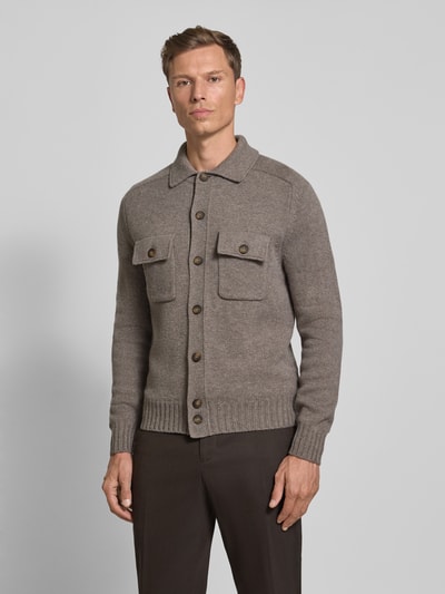 GRAN SASSO Gebreid jack met kentkraag Taupe - 4