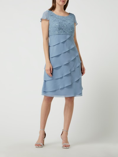 Christian Berg Cocktail Cocktailkleid aus Spitze und Chiffon Jeansblau 1