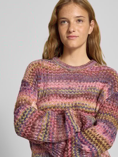 JJXX Strickpullover mit Rundhalsausschnitt Modell 'SIMONE SPACE DYE' Pink 3