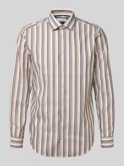 Christian Berg Men Regular Fit Business Hemd aus Baumwolle mit Kentkragen Mittelbraun 2