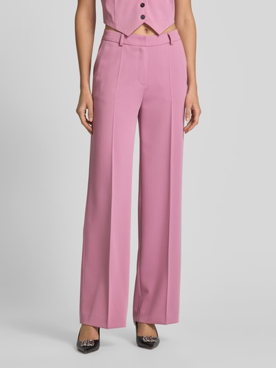 Swing Straight leg stoffen broek met persplooien Rosé - 4