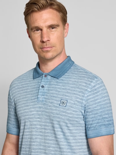 Lerros Regular fit poloshirt met labeldetail, model 'SLUB' Rookblauw - 3