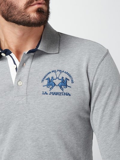 La Martina Regular Fit Poloshirt mit langen Ärmeln Mittelgrau 4