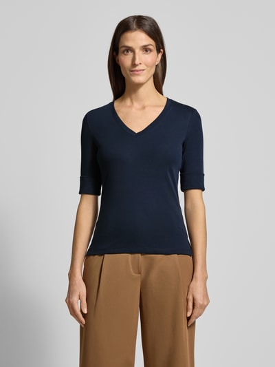 Lauren Ralph Lauren T-Shirt mit V-Ausschnitt Modell 'JUDY' Dunkelblau 4