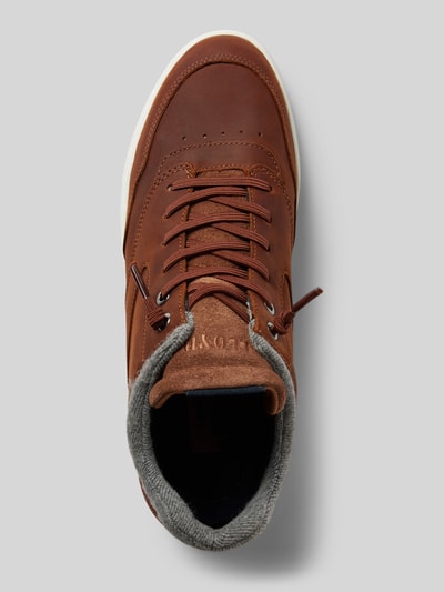 Lloyd Leren sneakers met labelprint, model 'ELLISON' Cognac - 3