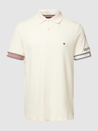 Tommy Hilfiger Slim Fit Poloshirt mit Label-Stitchings Modell 'FLAG CUFF' Beige 2