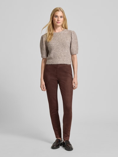 FREE/QUENT Spodnie materiałowe z imitacji zamszu model ‘LEXIE’ Szarobrązowy 1