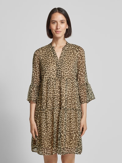 VERO MODA Tailliertes Minikleid mit semitransparenten Ärmeln Modell 'SMILLA' Mittelbraun 4