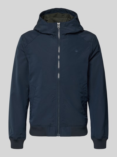 Produktfoto, Regular Fit Jacke mit Logo-Print Modell 'Track' van G-Star Raw in donkerblauw, met capuchon, steekzakken en elastische boorden
