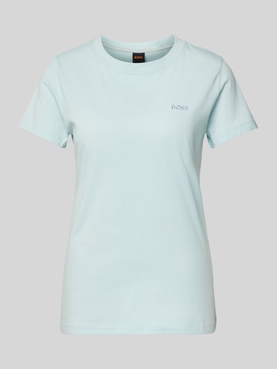 BOSS Orange T-shirt met labelstitching, model 'Esogo' Lichtblauw - 2