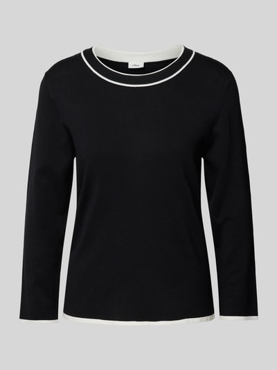 s.Oliver BLACK LABEL Regular Fit Strickpullover mit farblich kontrastierter Rippblende Black 2