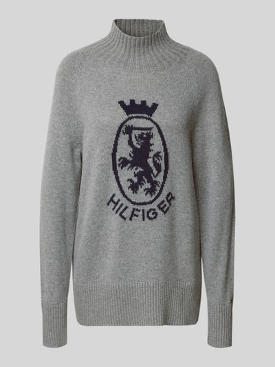 Tommy Hilfiger Regular Fit Strickpullover aus Woll-Baumwoll-Mix Hellgrau 2