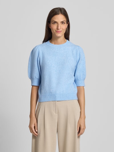 Vero Moda Comfort Fit Strickpullover mit Puffärmeln Modell 'DOFFY' Hellblau Melange 4