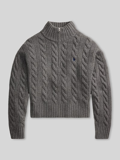 Polo Ralph Lauren Regular Fit Troyer aus Woll-Mix Mittelgrau Melange 2