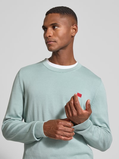 HUGO Regular fit gebreide pullover van puur katoen, model 'SAN CASSIUS' Mintgroen - 3