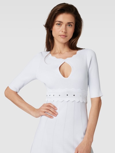 Liu Jo White Knielanges Kleid mit Strukturmuster Offwhite 3