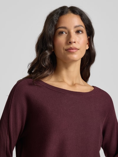 comma Gebreide pullover met ronde hals Bordeaux - 3