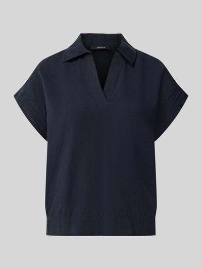 Produktfoto, donkerblauwe Regular fit blouse met korte mouwen van modalmix, model 'Sinula' van OPUS, context: Dames blouse met korte mouwen