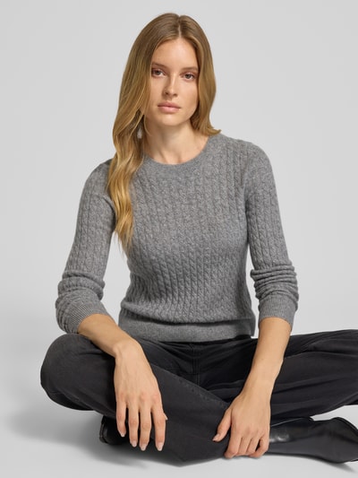 Christian Berg Woman Gebreide pullover van puur kasjmier Grafiet gemêleerd - 3