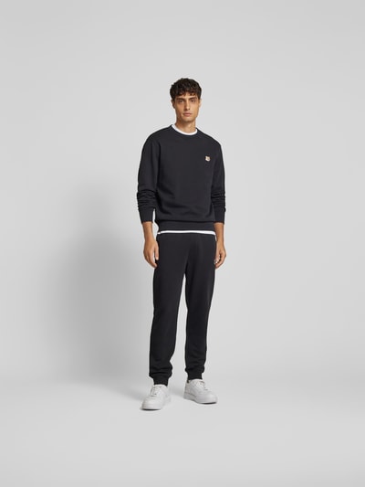 MAISON KITSUNE Sweatshirt mit Label-Stitching Black 1