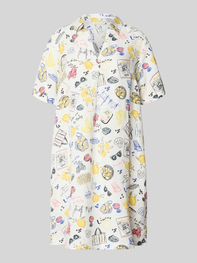 Produktfoto, białe Relaxed Fit Freizeitkleid aus Leinen-Viskose-Mix od Tom Tailor, kolorowy nadruk, sukienki casualowe dla kobiet