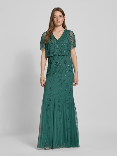 Christian Berg Cocktail Abendkleid mit V-Ausschnitt Khaki 4