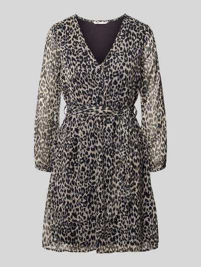 Produktfoto, Tailliertes Blusenkleid mit all-over motief model 'CERA' van ONLY, Dames blousejurk, grijs en zwart met transparante textuur