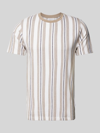 Lindbergh Relaxed Fit T-Shirt mit Streifenmuster Modell 'Towel striped' Offwhite 2