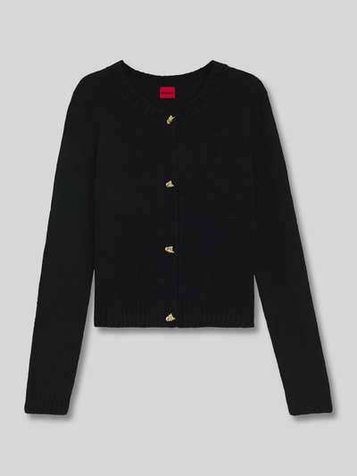 HUGO Regular fit gebreid jack met alpacamix, model 'SIRA' Zwart - 2