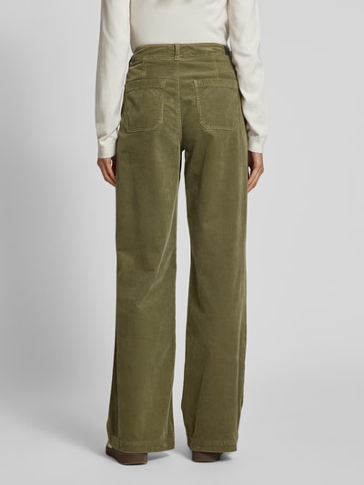 Gardeur Wide leg corduroy broek met achterzakken, model 'Feliza' Rietgroen - 5