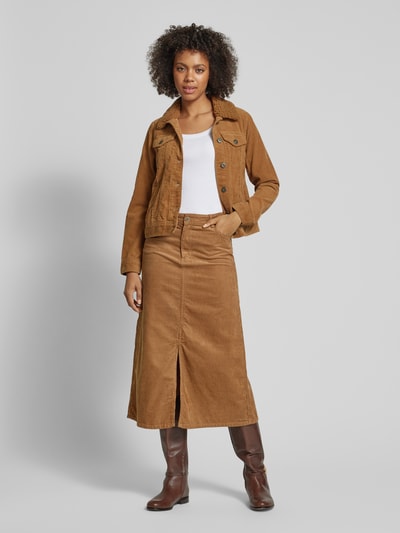 Christian Berg Woman Corduroy rok met steekzakken opzij Camel - 1