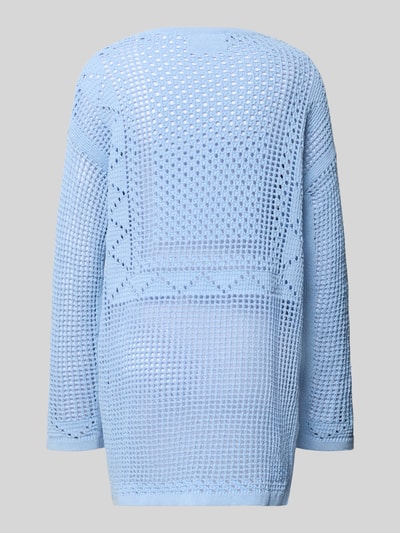 Produktfoto, Strickkleid mit Tunikakragen und Bindung Modell 'ALICIA' von MC2 Saint Barth aus reiner Baumwolle, semitransparent, Straight Fit, Minikleid, hellblau, grobmaschige Struktur