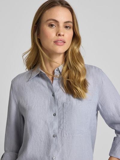 Marc O'Polo Regular fit linnen blouse met natuurlijke koelende eigenschappen Rookblauw - 3