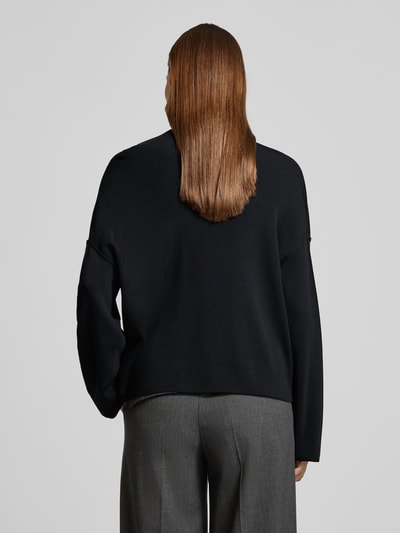 Jake*s Collection Oversized Strickpullover mit Rundhalsausschnitt Black 5