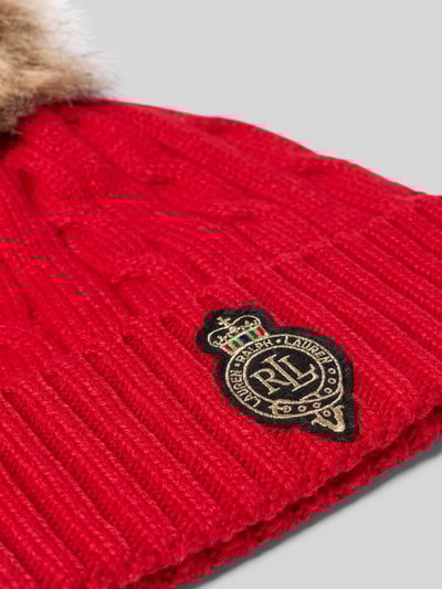 Lauren Ralph Lauren Strickmütze mit Bommel Rot 2